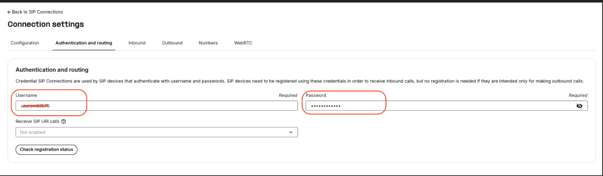Telnyx authentication